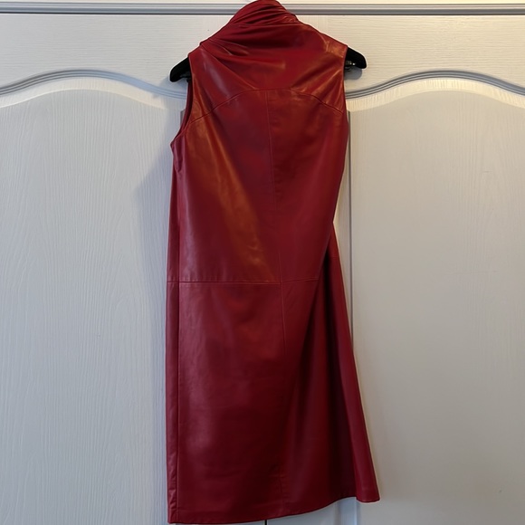 NWOT Greta Constantine red leather dress for Danier - Picture 5 of 10